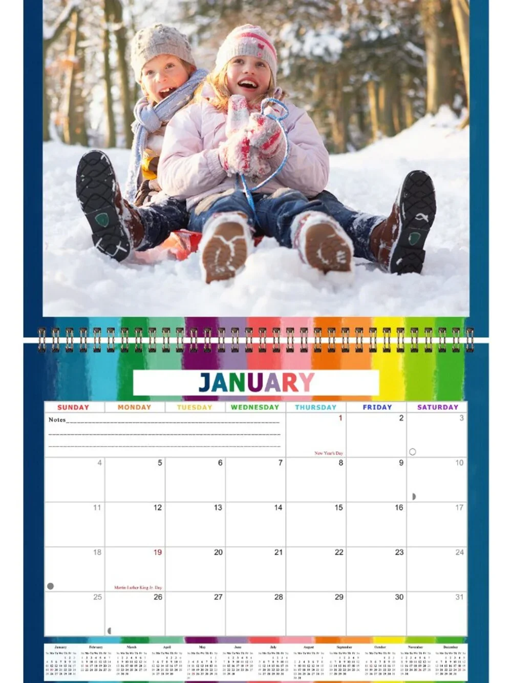 Personalized Custom 2027 Wall Calendar Spiral-bound - 12 Months. 11 x 8in.#15